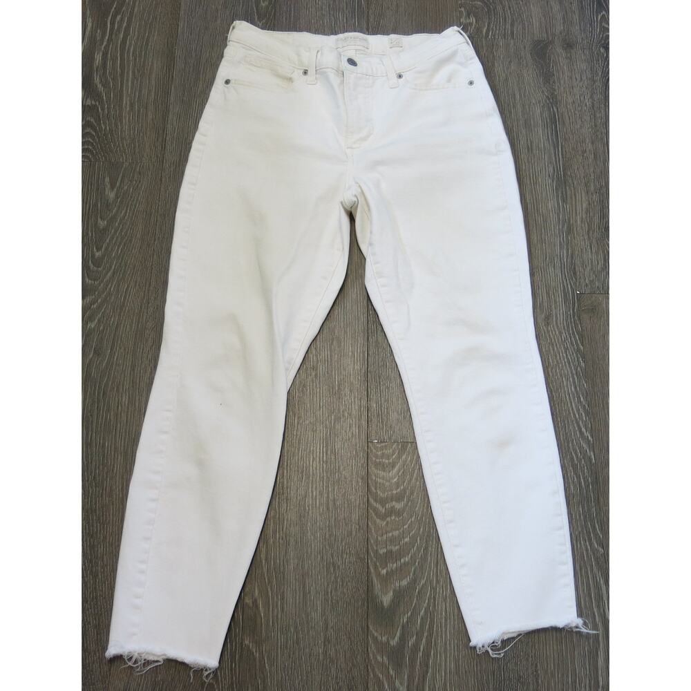 Lucky Brand Bridgette Ankle Jeans High Rise Skinny Size 8/29 Raw Hem White Crop